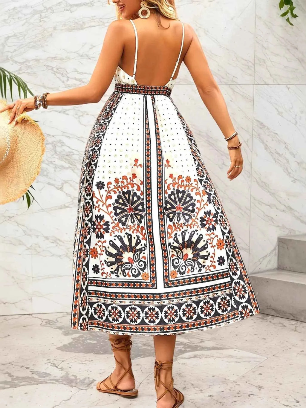 Printed V-Neck Midi Cami Dress 4764138f558b4c879301da709d5076af-Max-Origin