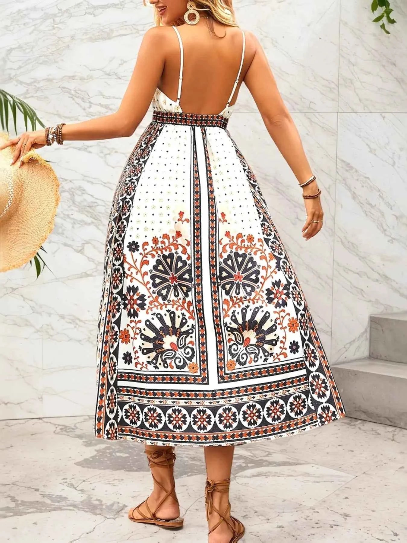 Printed V-Neck Midi Cami Dress 4764138f558b4c879301da709d5076af-Max-Origin