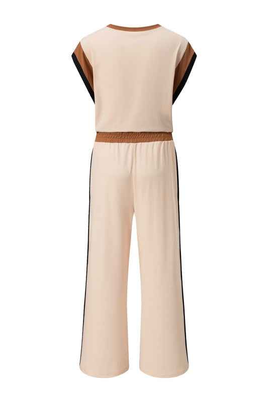 Colorblock Cap Sleeve Tee and Pants Set 476f093e-f08c-451c-9c52-1cc37b81d12e