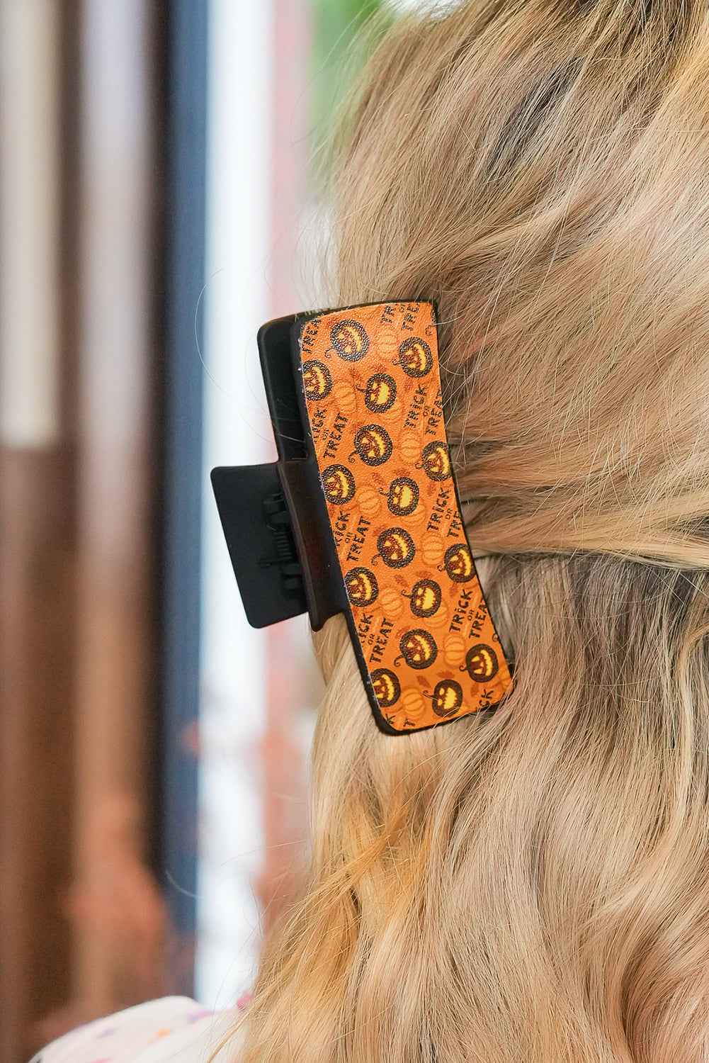 Orange Trick or Treat Halloween Print Hair Clip 47730e69ca6c2e87