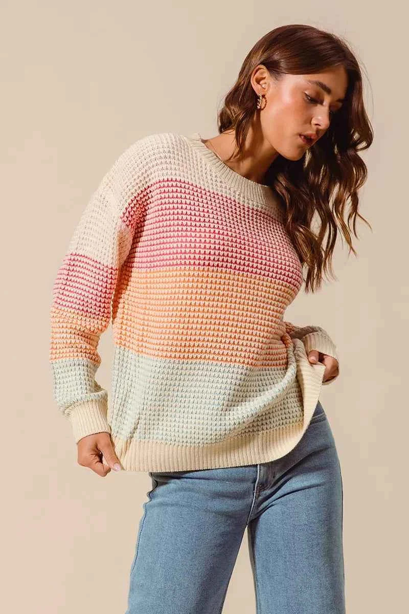 SO ME Multi Color Block Long Sleeve Sweater 4786582b8200423f93a2eb63d1ec55a5-Max-Origin