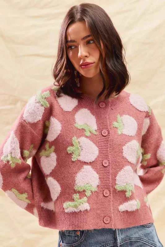 Strawberry Fruit All Over Button Sweater Cardigan 4786c18634fb47bfbb31e2ed037436de-Max-Origin