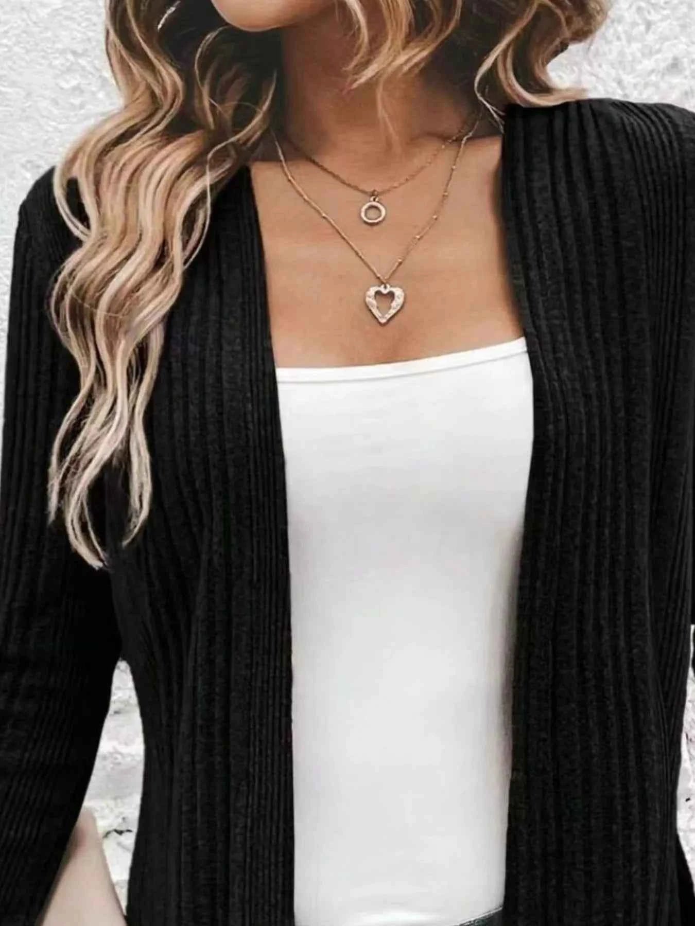 Ribbed Open Front Long Cardigan with Pockets 4793e297-d1b5-4c71-a39d-e1a0d5910981-Max-Origin