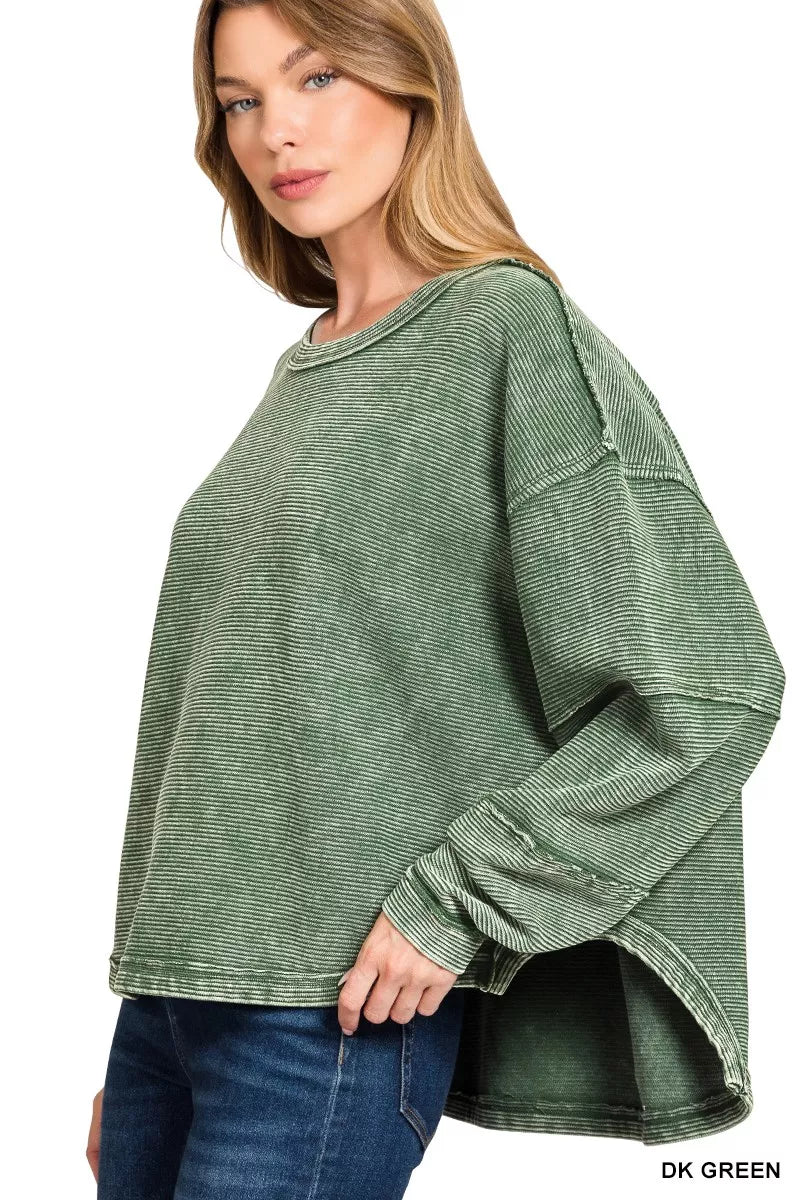 Zenana Acid Washed Exposed-Seam Sweatshirt 47a045ff28c14b728d5d22b108b655af-Max-Origin