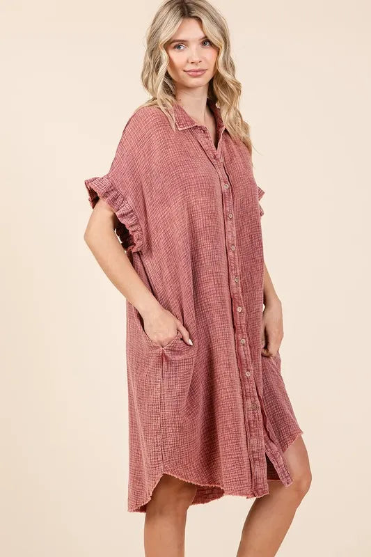 Mittoshop Mineral Wash Cotton Gauze Mini Shirt Dress 47a25b1c-58f1-4c01-bbb5-ad83f45fe5ed-Max
