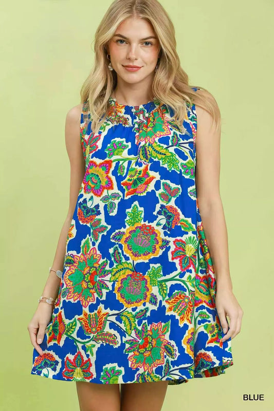 Abstract Print Sleeveless Shift Dress BLUE 47aa2972-6b63-4f51-8871-6babe7336adb-Max-Origin
