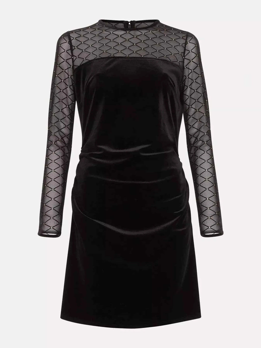 Velvet Mesh Long Sleeve Mini Dress 47ae50429c724298b9cbb994c59daf8e-Max-Origin