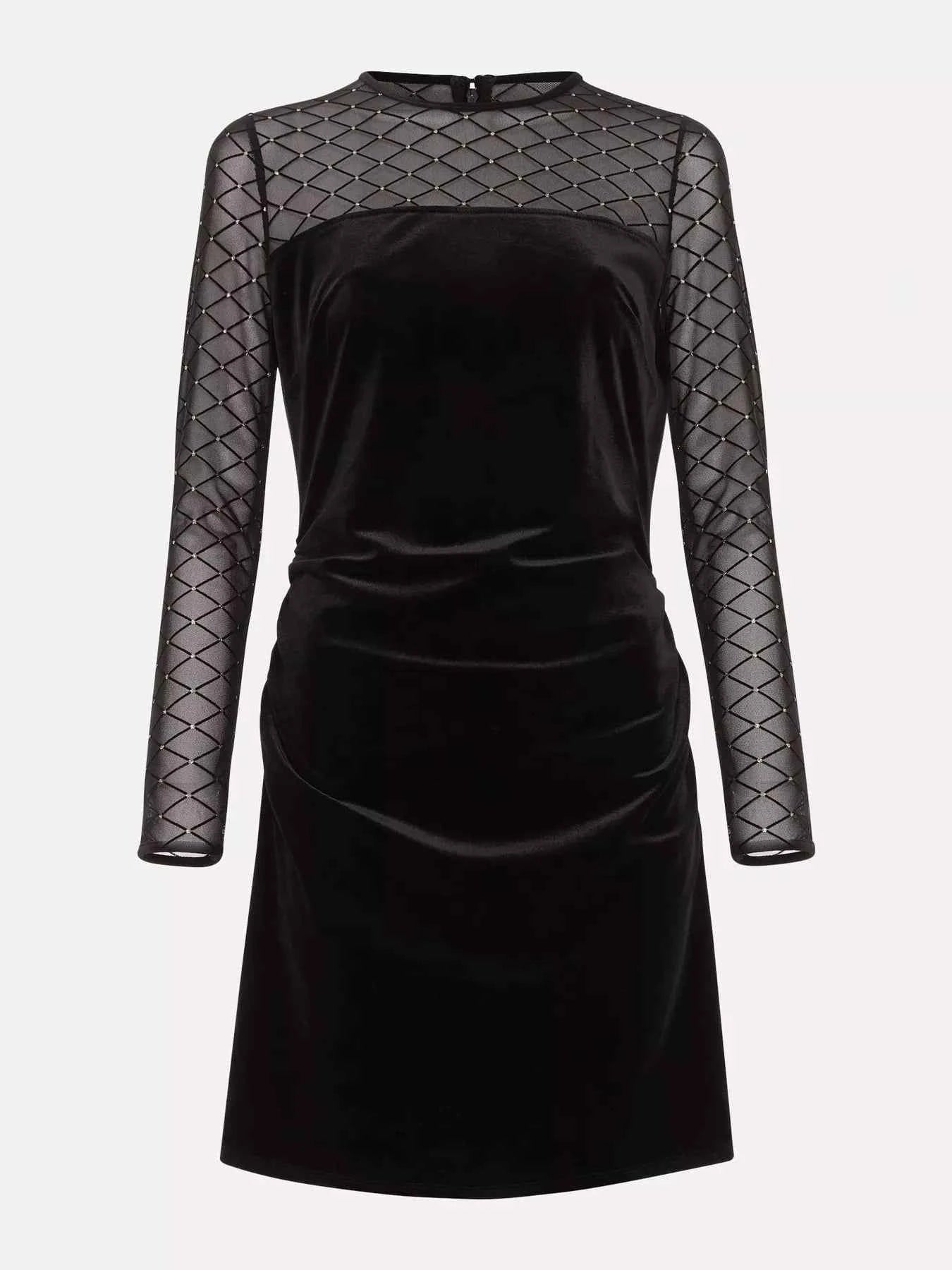 Velvet Mesh Long Sleeve Mini Dress 47ae50429c724298b9cbb994c59daf8e-Max-Origin