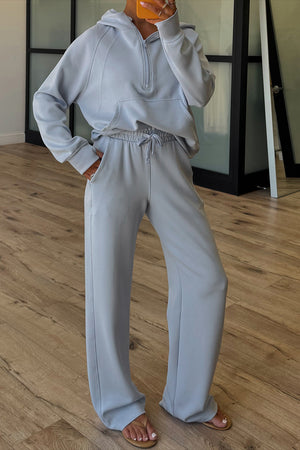 Beau Blue Half Zip Thumbhole Sleeve Hoodie Active Pants 2pcs Outfit Beau Blue 50%Polyester+45%Viscose+5%Elastane 47b50bcd9edfd6b1