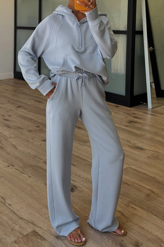 Beau Blue Half Zip Thumbhole Sleeve Hoodie Active Pants 2pcs Outfit Beau Blue 50%Polyester+45%Viscose+5%Elastane 47b50bcd9edfd6b1