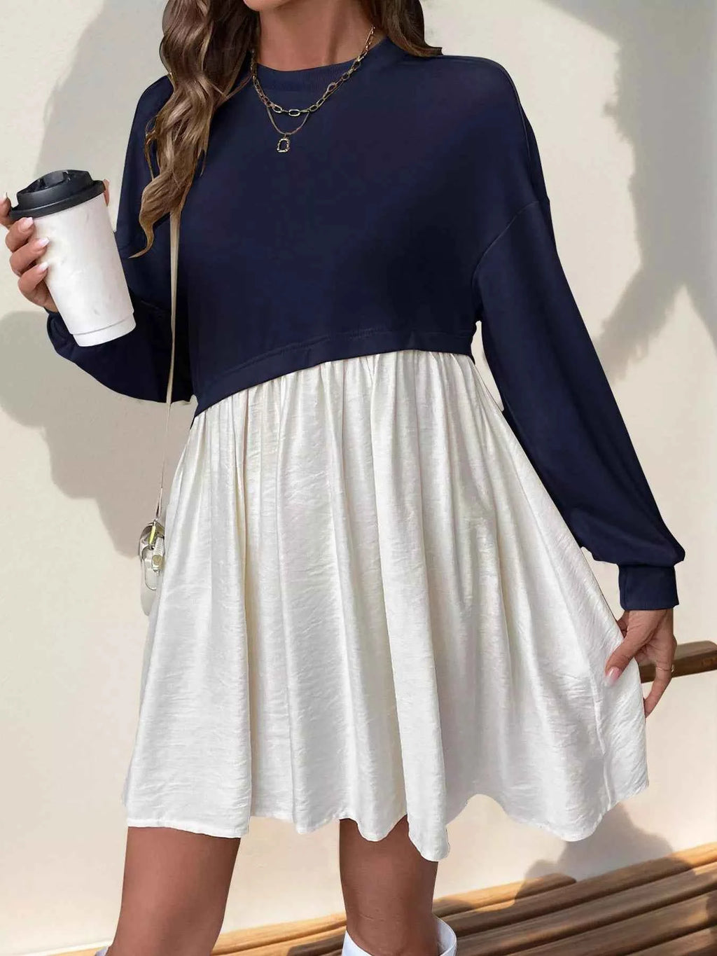 Two-Tone Dropped Shoulder Dress 47bc7959-2fee-4eca-a399-d852bf4e12a7-Max-Origin