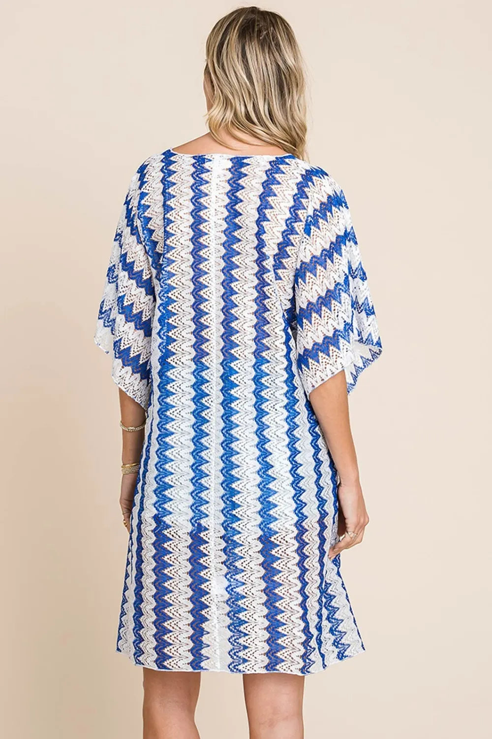 Cotton Bleu by Nu Lab Tied Striped Plunge Half Sleeve Cover-Up 47c01989-62af-40ca-814f-21fee3d1cc5d-Max