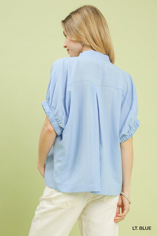 Textured V-Neck Blouse 47c2a73d-7c0d-4d33-ade5-1c1b3ebab60a-Max