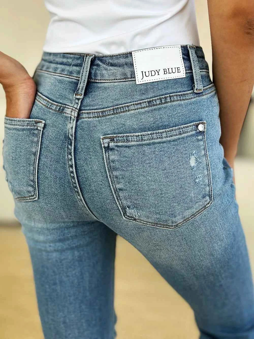 Judy Blue Full Size Mid Rise Destroyed Hem Distressed Jeans 47c5fe7b-203b-4db0-86bf-07dd8ce37880-Max