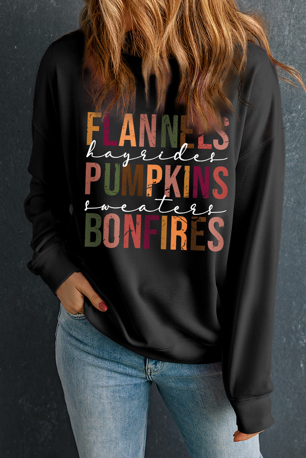Beige FLANNELS PUMPKINS BONFIRES Graphic Drop Shoulder Sweatshirt 47de38fd8b883156