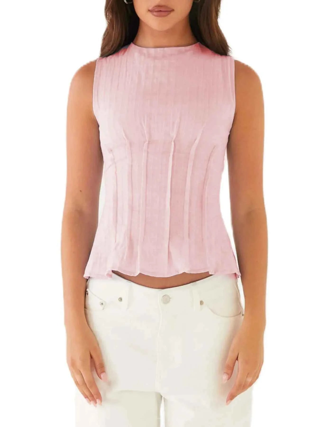 Back Lace Up Sleeveless Top with Cinched Waist Design 47e2103c-8e1d-41df-bf88-23aec9edadc1-Max-Origin