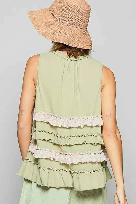 POL Ruffled Open Front Sleeveless Cardigan 47e5f497-d163-4bd2-9ffa-f9d4897f8e36-Max