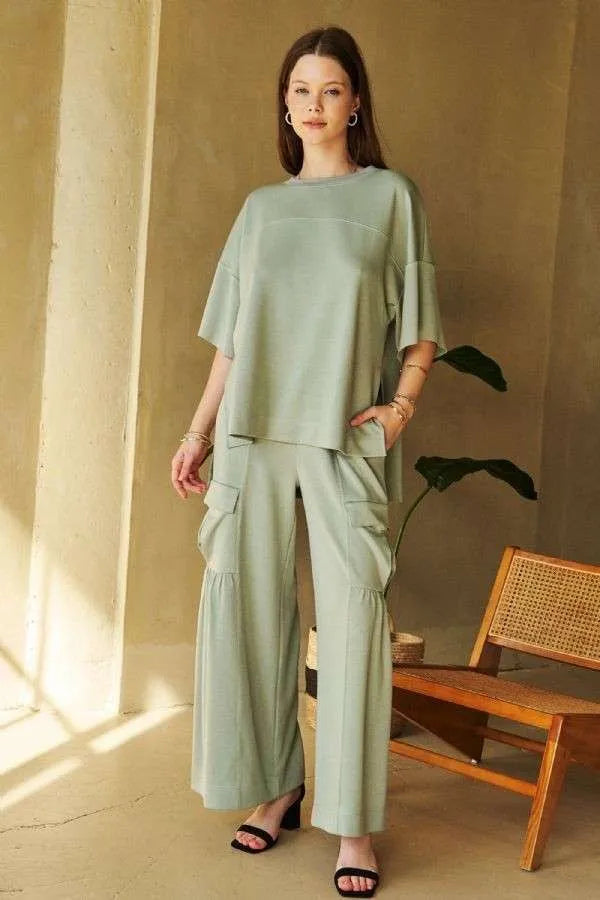 Davi & Dani Drawstring Ruched Detail Wide Leg Pants 47ec4f1a-4c37-4e99-96cb-84984864fe4a-Max