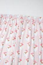 Pink Santa Claus Striped Print Loose Fit Two Piece Loungewear Set 47ed0a450409850f