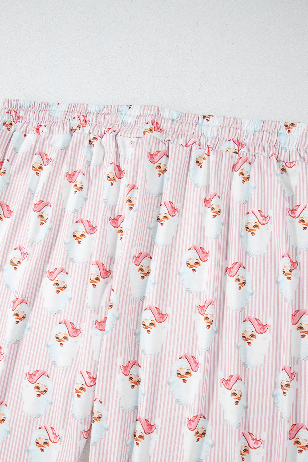 Pink Santa Claus Striped Print Loose Fit Two Piece Loungewear Set 47ed0a450409850f