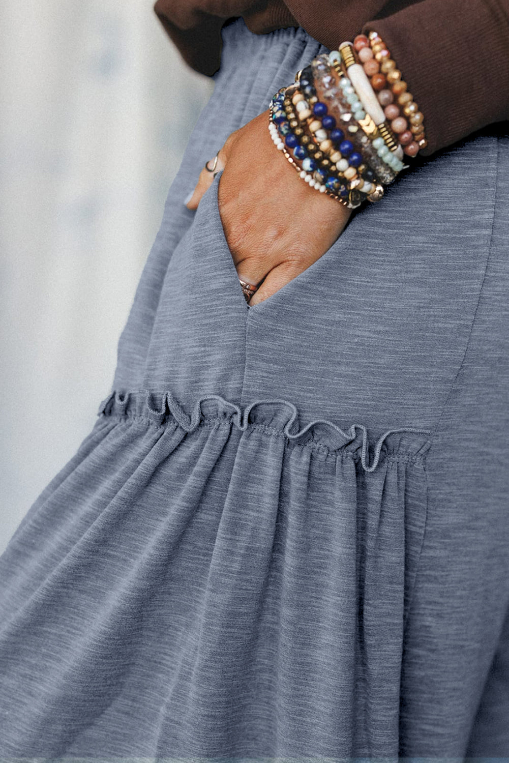 High-rise Frill Detail Wide Leg Loose Pants 47ee9d5b01fd2dc7