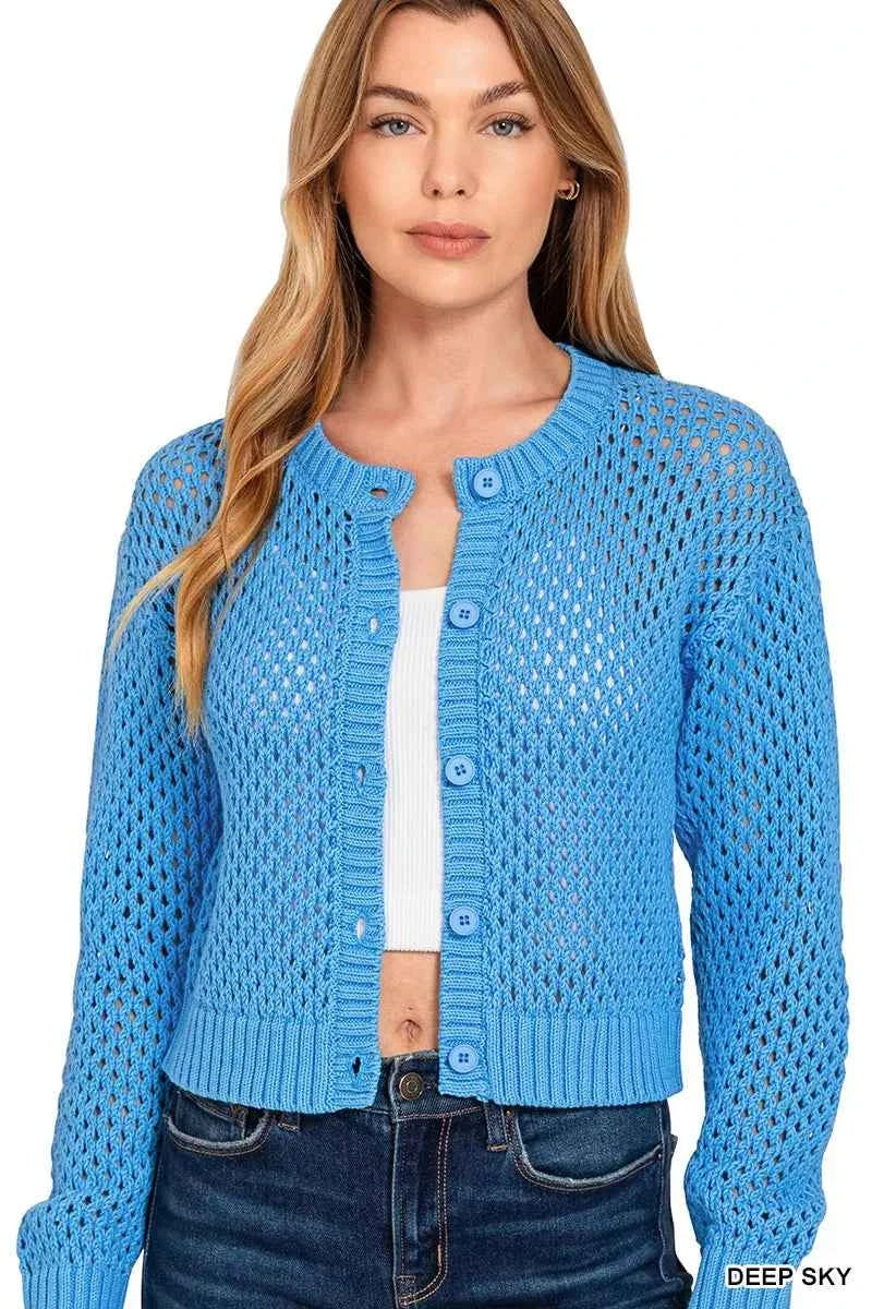 Zenana Button Down Lightweight Crochet Cardigan Sweater 47f728a9485945a4bd972e0b0179a174-Max-Origin