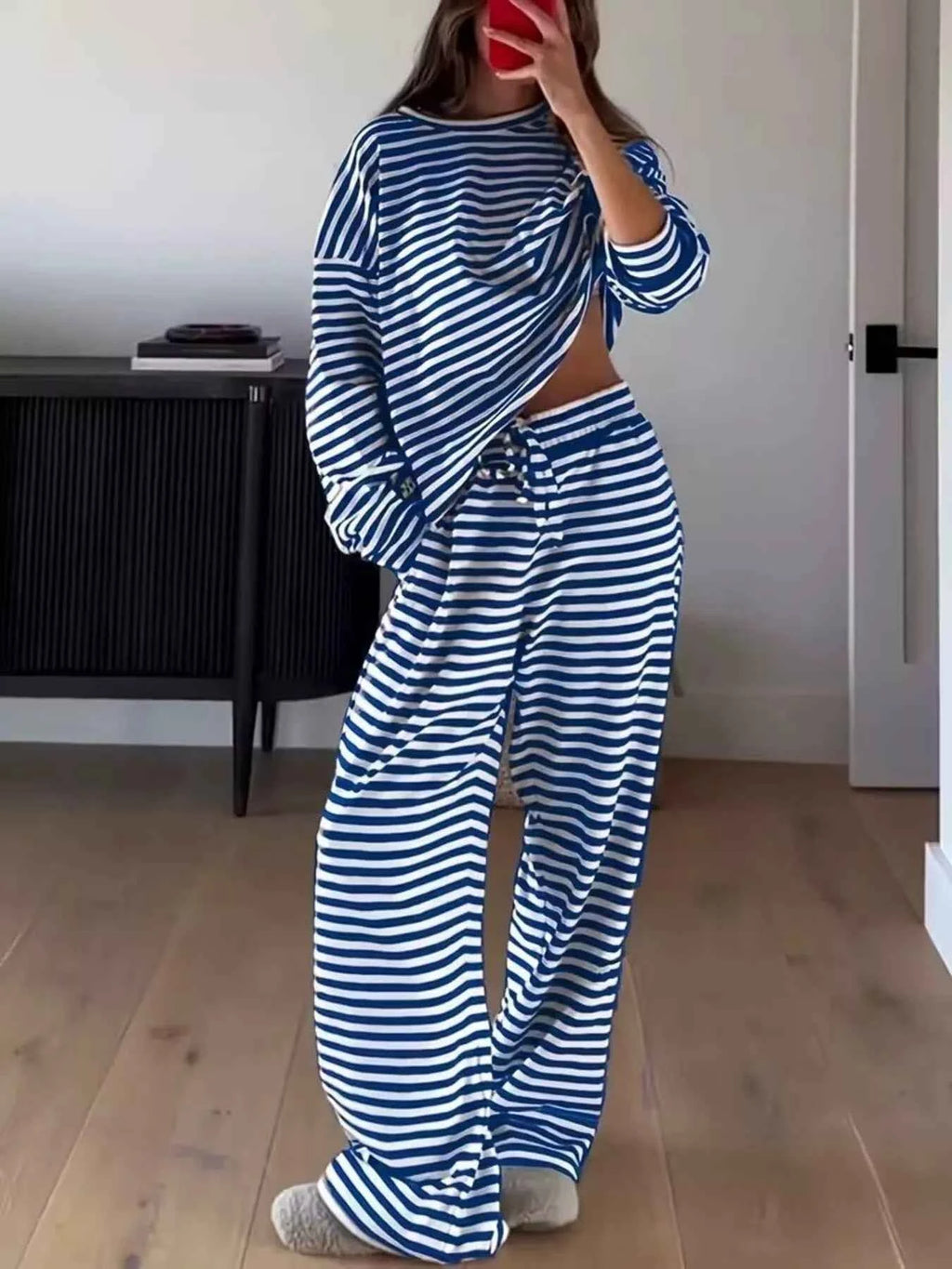 Striped Long Sleeve Top and Pants Set Blue 47fd124a77404a28b795fc72b5f54c47-Max-Origin