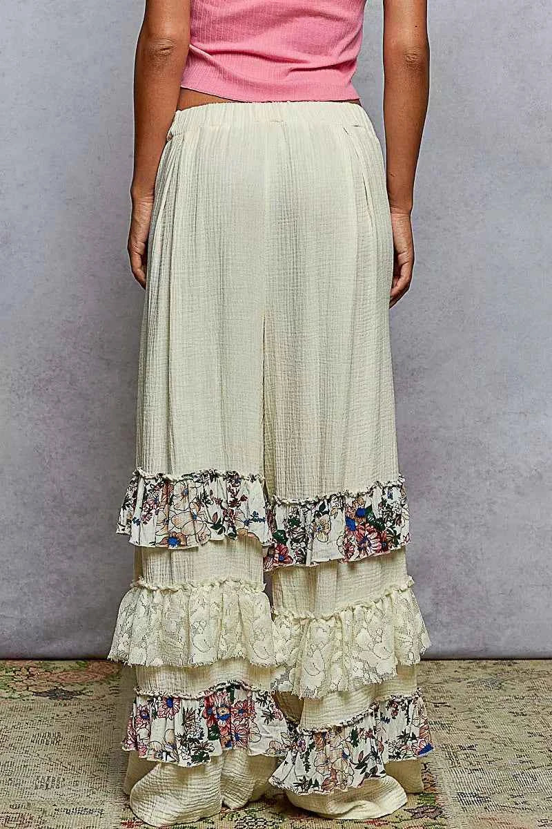 POL Drawstring Double Gauze Wide Leg Pants with Print and Lace Ruffle 4806f934-6ba2-4677-94bd-89192a7de557-Max-Origin