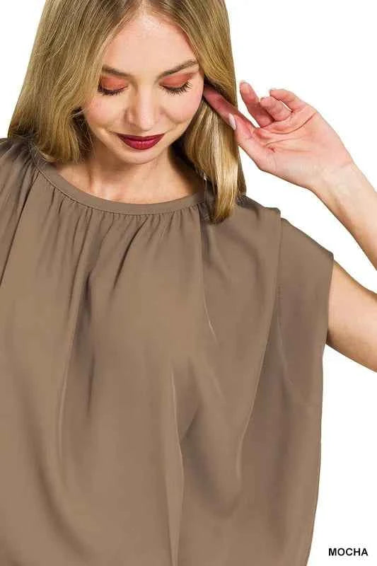 Woven Drawstring Tie Side Sleeveless Top 480a937286bf4a8a93d2bbae1a895a47-Max-Origin