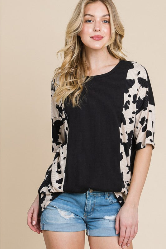BOMBOM Rodeo Love Ribbed Animal Contrast Tee 480f6ff9ae254708bd7179d320f624ca-Max