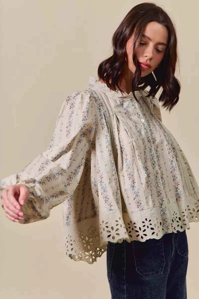 SO ME Floral Print Lace Button Down Shirt 481182c2c9de41b7b37c9b358a8cea3b-Max-Origin