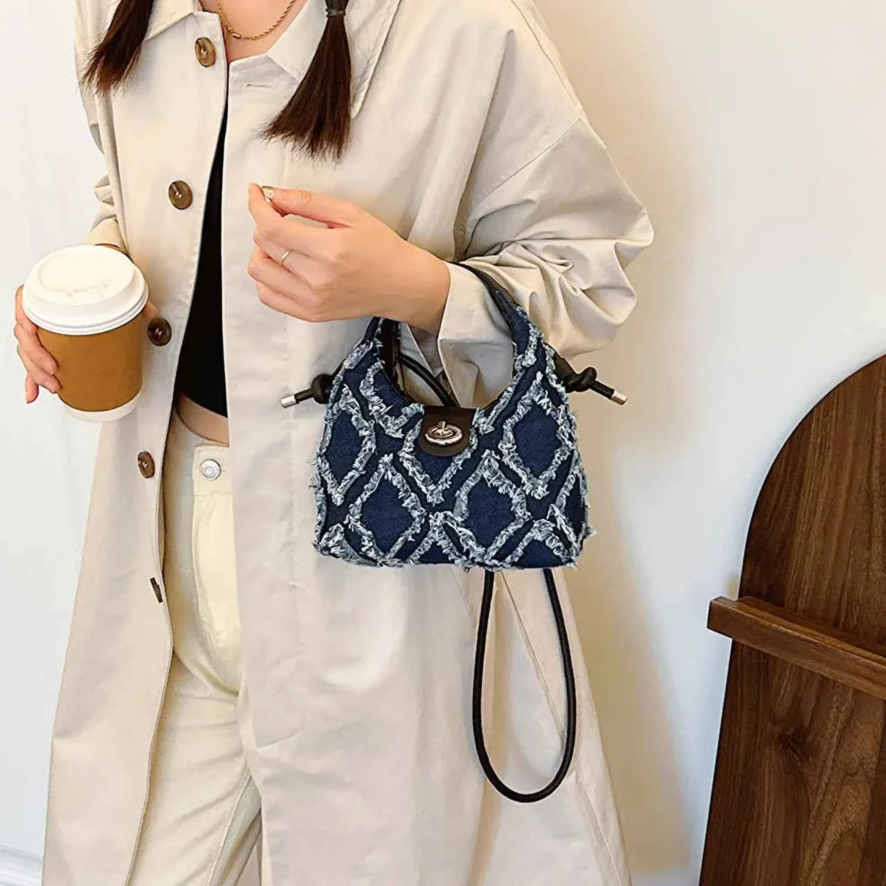 Quilted Raw Hem Mini Crossbody Bag Dark Blue onesize 4819ab3363b44b84bd7ea9fd40eb01f5-Max-Origin