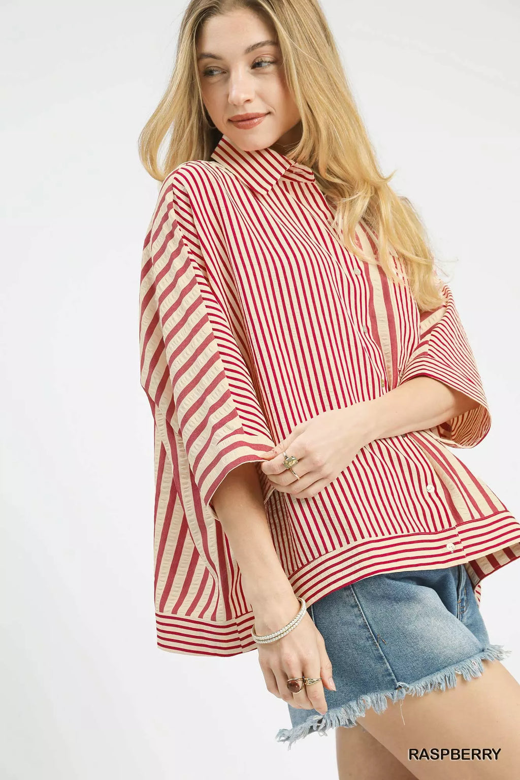 Umgee Mixed Stripe Oversized Button Down Top 482efeda-98d6-4f97-9ca6-7b47b672d9ae-Max-Origin