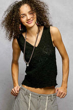 POL Textured Knit V-Neck Tank with Lace Trim 482f9d88-aee2-491b-94a0-86b393fe7980-Max-Origin