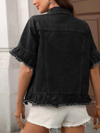 Raw Hem Button Up Denim Jacket 483077209dc54bcda3102509247d31e3-Max-Origin