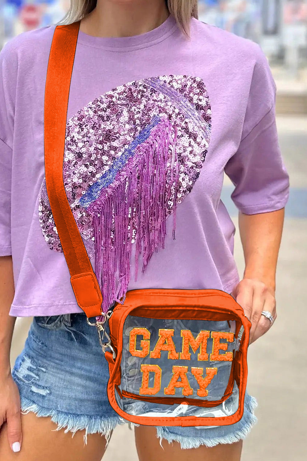 Black Chenille GAME DAY Pattern Clear Bag 4832e38632007a0f