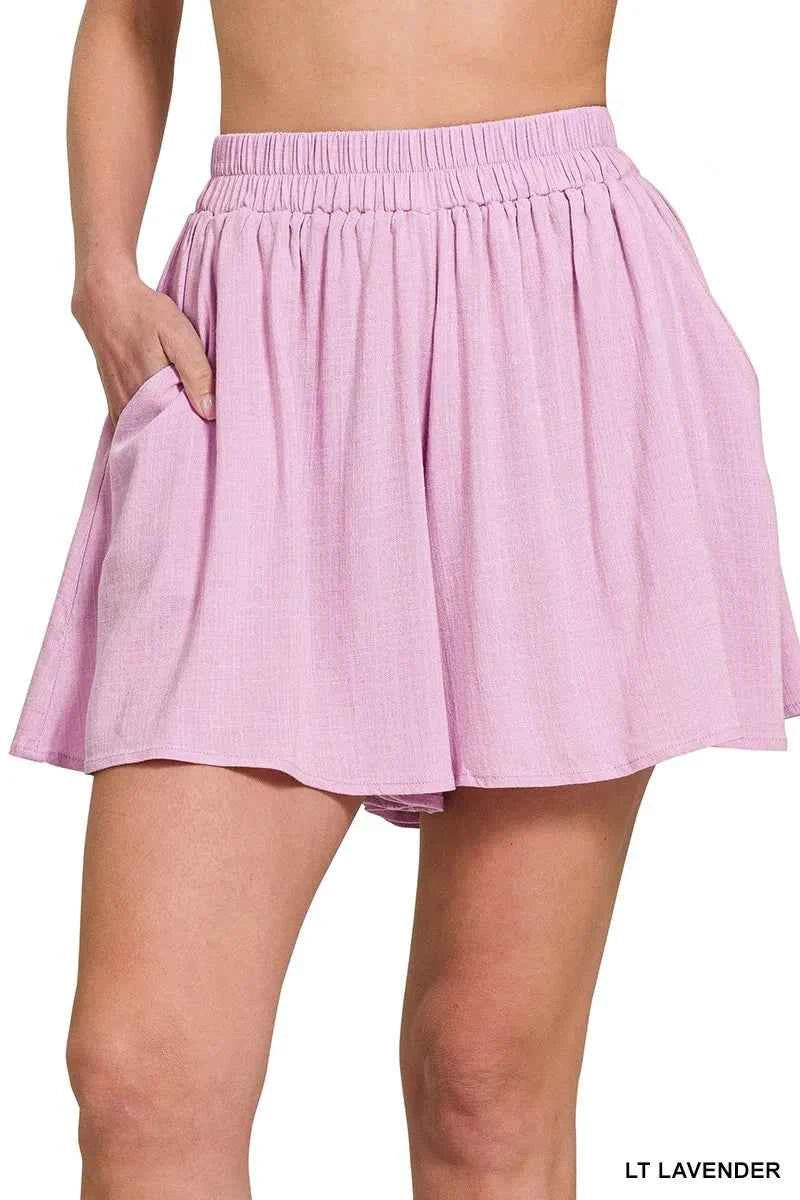 Zenana Woven Elastic Band Shorts With Pocket LT LAVENDER 4835c1b3e14e4b17850960489d56e919-Max-Origin