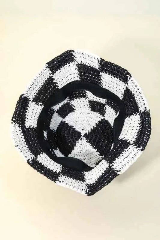 Fame Checkered Pattern Knit Bucket Hat 48378aa7-93c6-46de-b481-63ad86ab8e7c-Max-Origin
