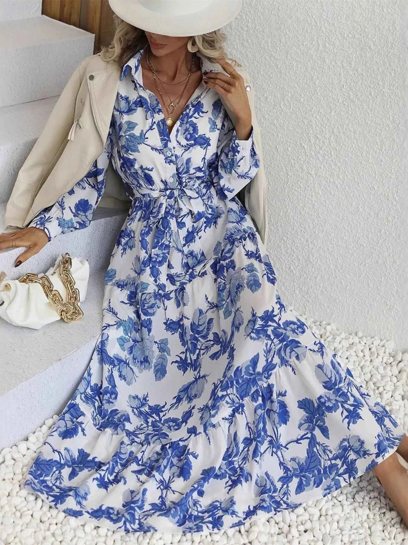 Printed Long Sleeve Shirt Dress 4837f113-412a-4e76-9305-85bcc9fa4b3b-Max-Origin