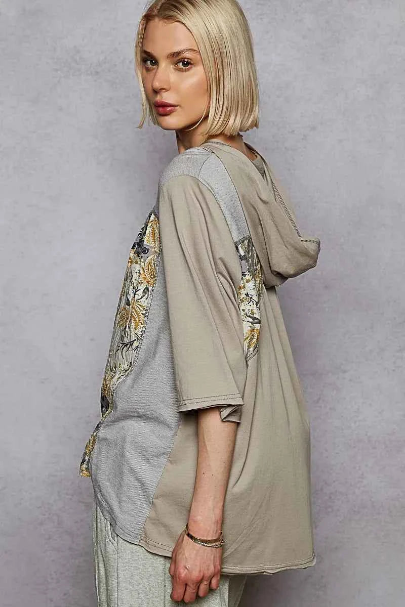 POL Lace-Up Hooded T-Shirt with Paisley Panel Detail 483d8d2d-0caf-43e1-b17d-f8360284891d-Max-Origin