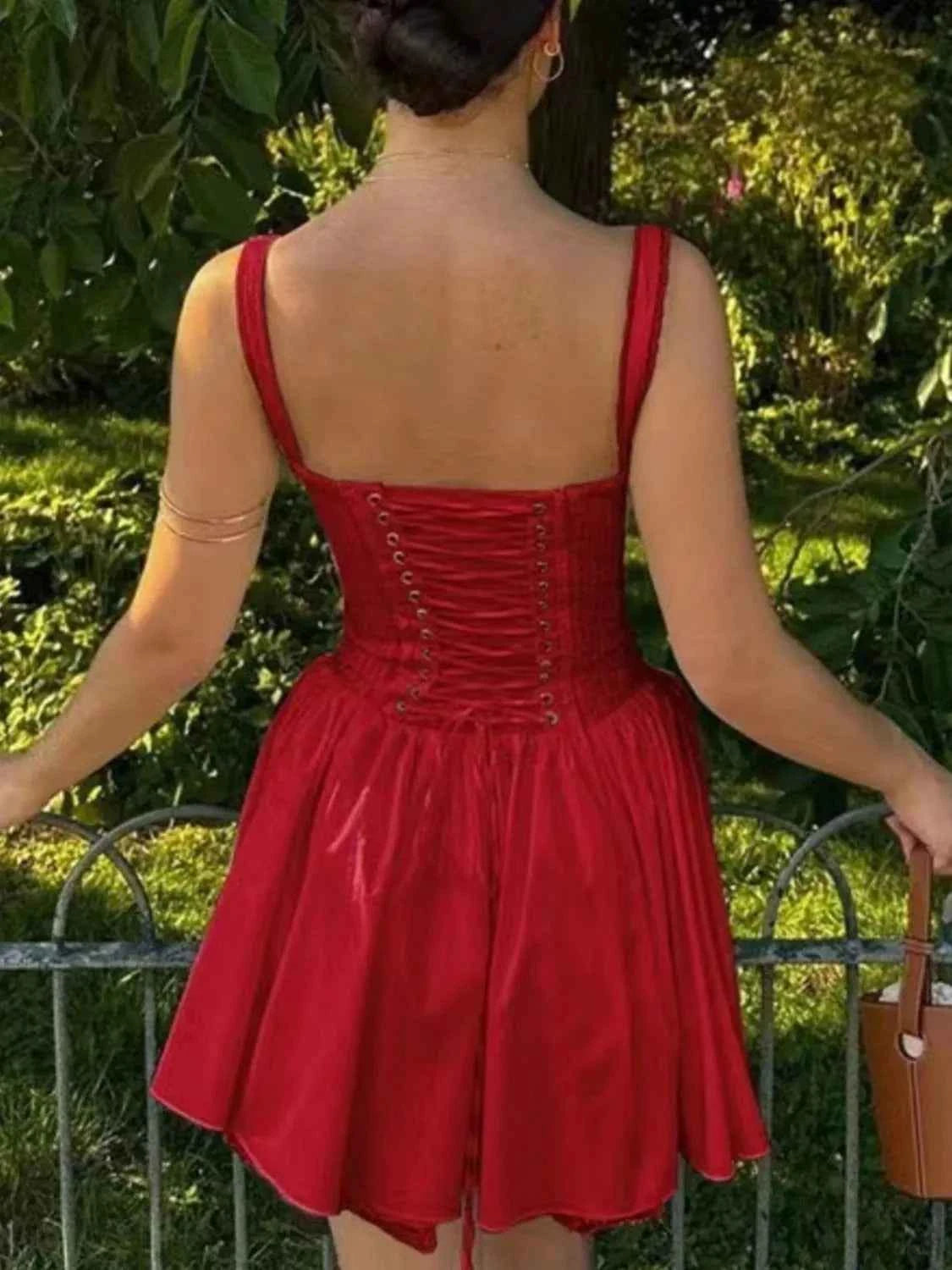Lace Detail Lace Up Back Mini Dress 48427066-bd9f-4569-8bed-5af52eec8370-Max-Origin