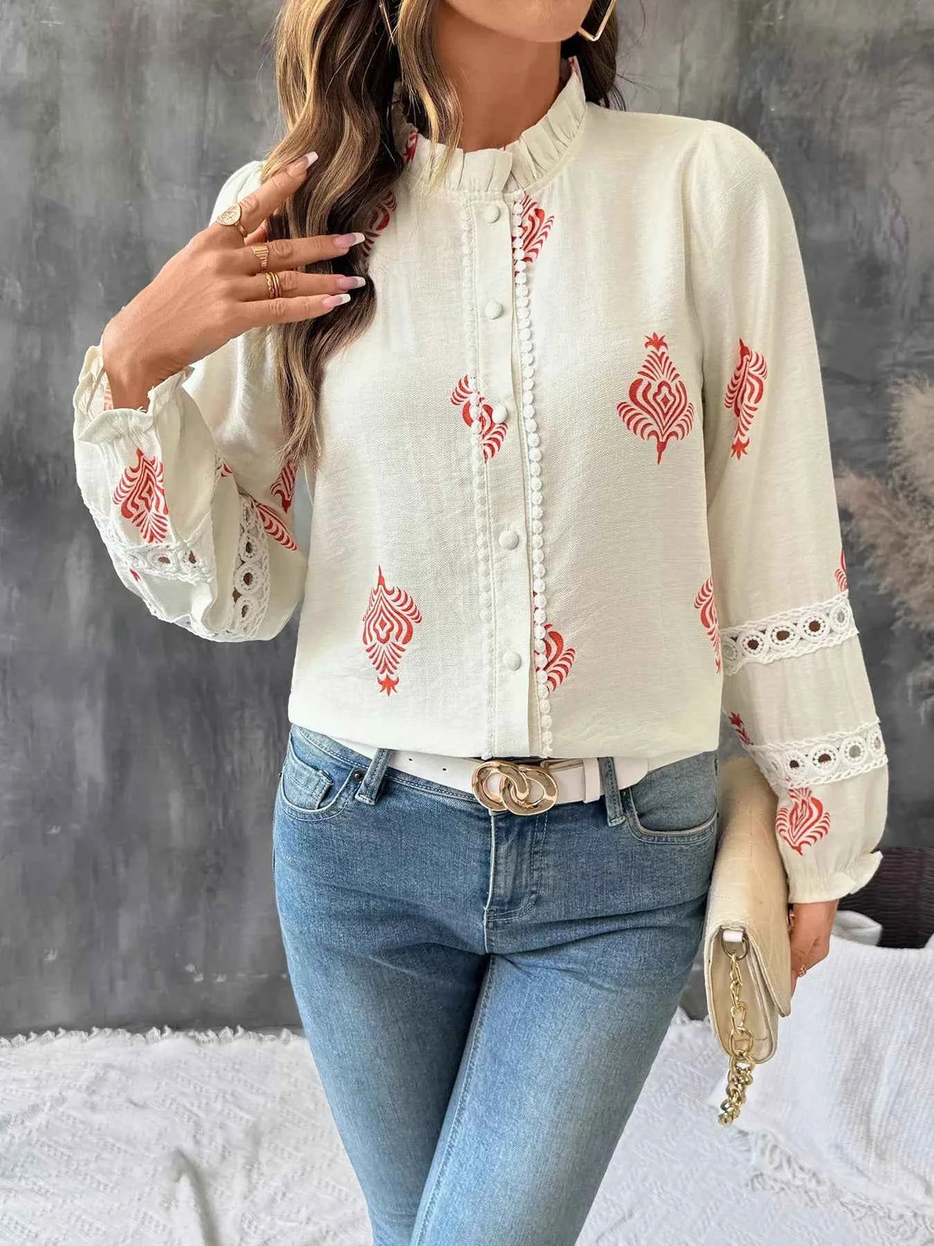 Lace Detail Long Sleeve Shirt