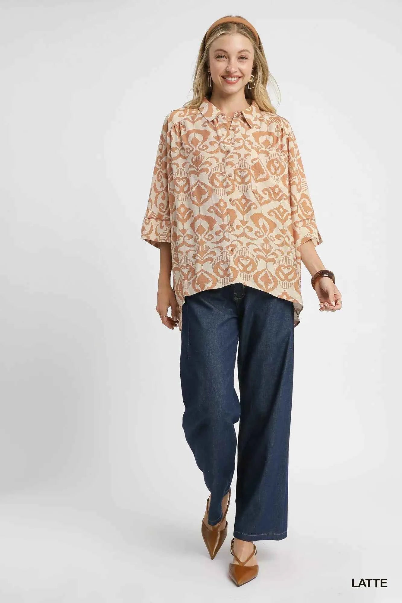 Umgee Abstract Print Button-Up Oversized Shirt 484f9a8a-c25f-4164-88c1-d0dde3b51c9f-Max-Origin