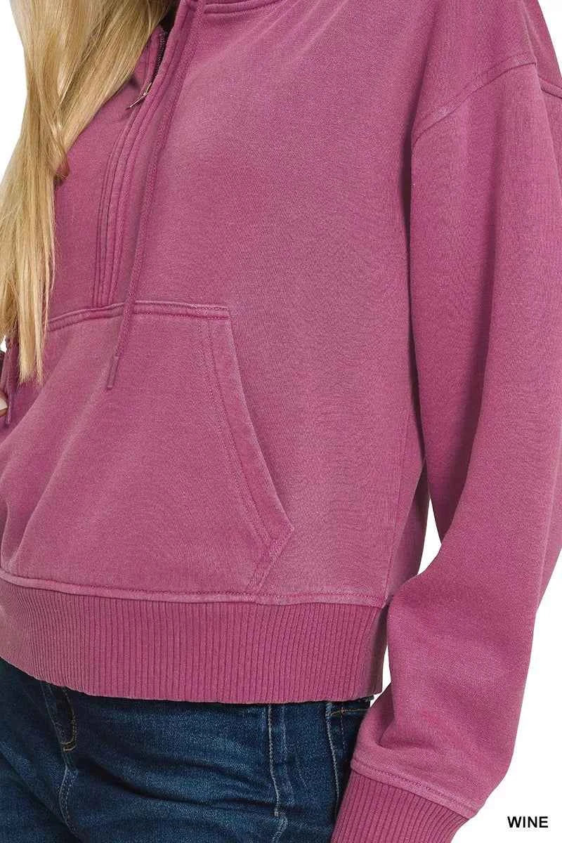 Zenana Fleece Pigment Dye Half Zip Kangaroo Pocket Hoodie 4863a2ee21ed428ca66e55a3b3c9c2d3-Max-Origin