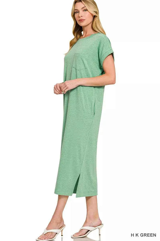 Zenana Round Neck Short Sleeve Midi Dress 486fc3f74abc49338b7f943f5a5af9f8-Max-Origin