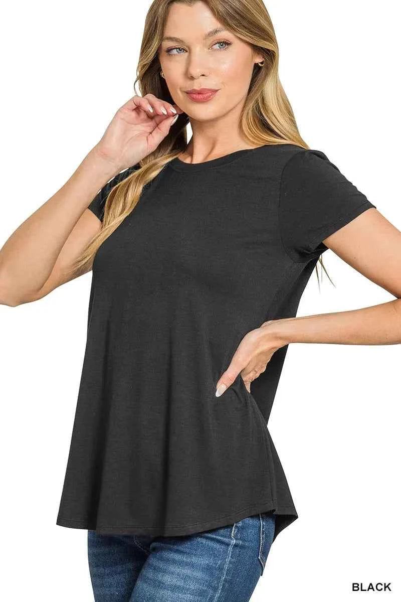 Zenana Flowy Round Hem Rayon Short Sleeve T-Shirt 486ffd1d0026475eae16ce754b7064a9-Max-Origin