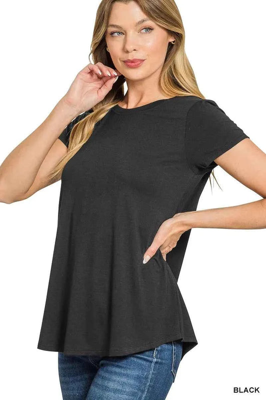 Zenana Flowy Round Hem Rayon Short Sleeve T-Shirt 486ffd1d0026475eae16ce754b7064a9-Max-Origin
