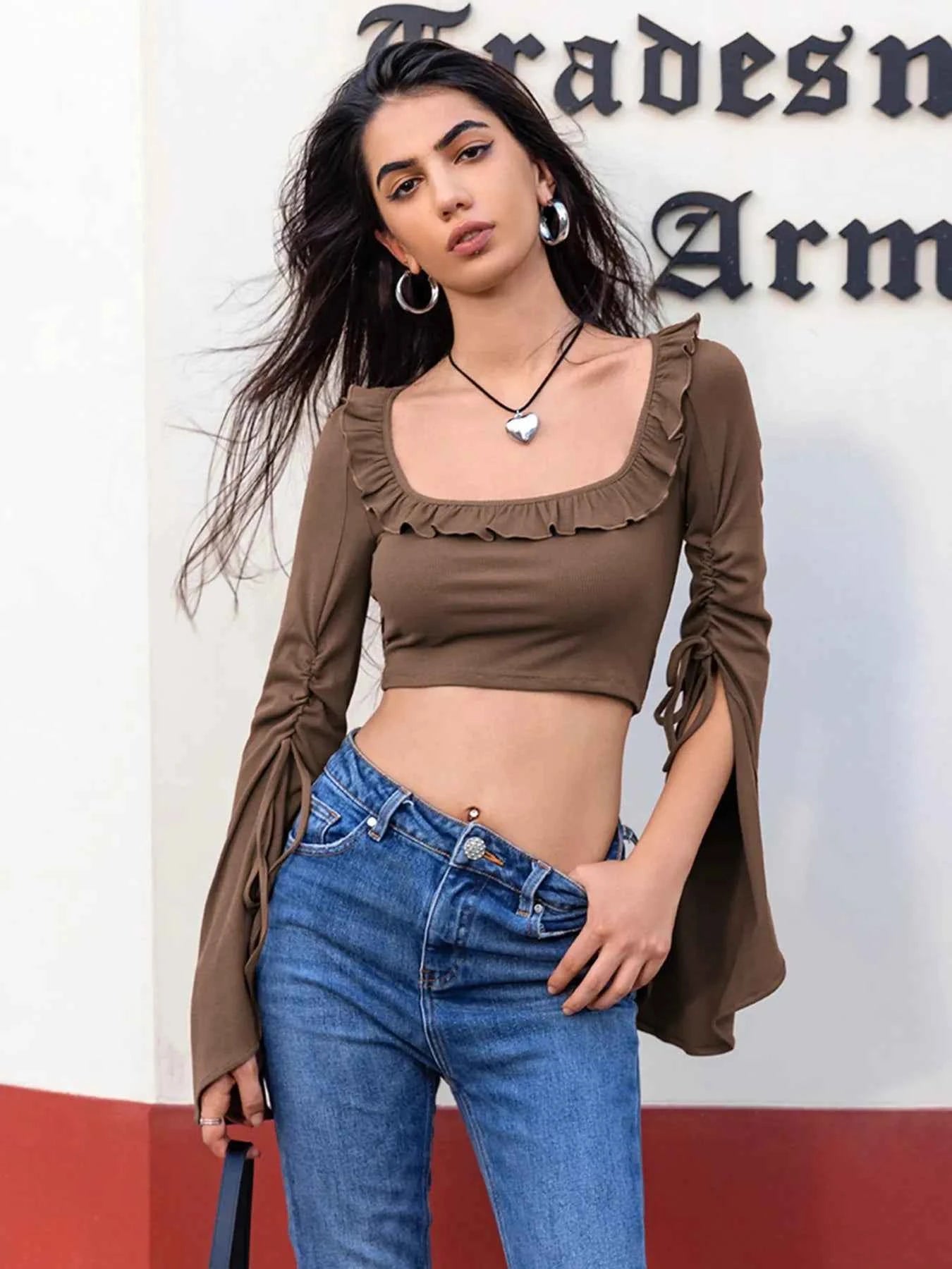 Ruffled Square Neck Long Sleeve Top 48741fe5-454c-43d2-8b9f-8e9c7c2d8992-Max-Origin