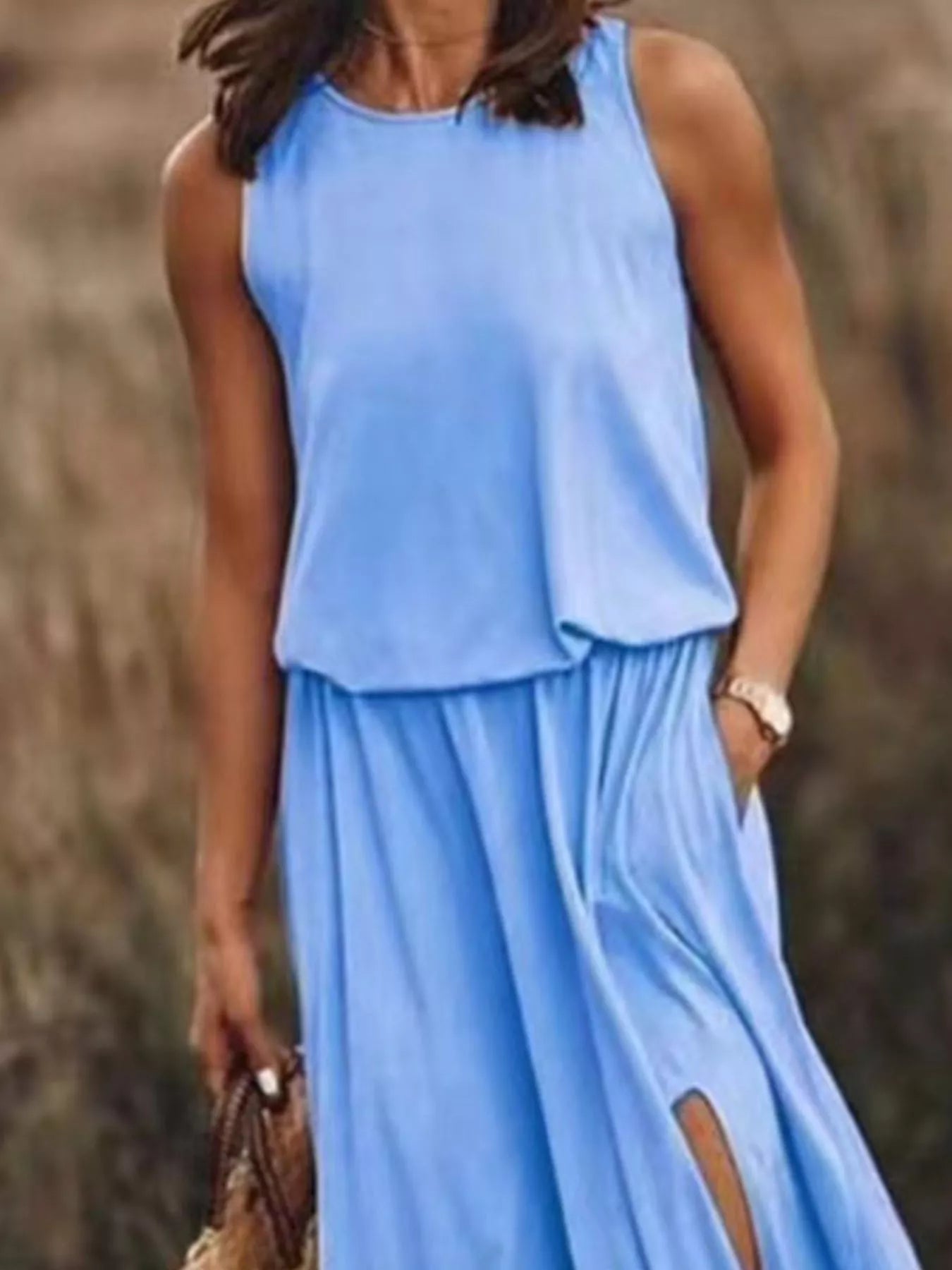 Full Size Round Neck Sleeveless Slit Maxi Dress Plus Size 4878a415-1b69-470c-97ec-30c2410bff07-Max-Origin