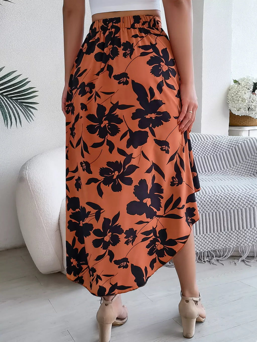 Floral Print Ruffle Hem Asymmetrical Skirt 487f205b1a7c4ecd8f28040d1b774d05-Max-Origin